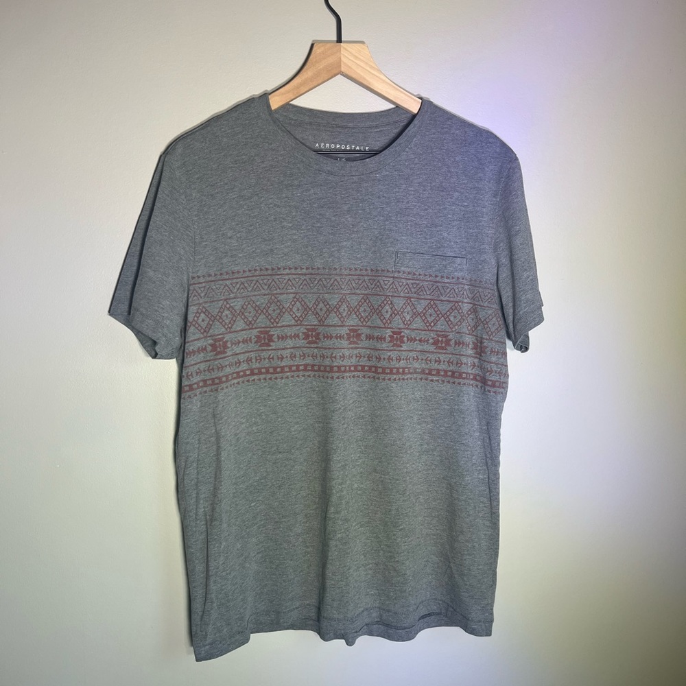 Aeropostale Pocket T-Shirt with Tribal Design Across Chest - Large